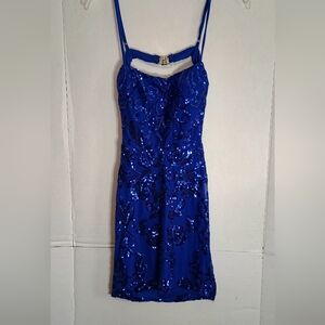 Elegant Blue Sequin Dress Size XS (Read)